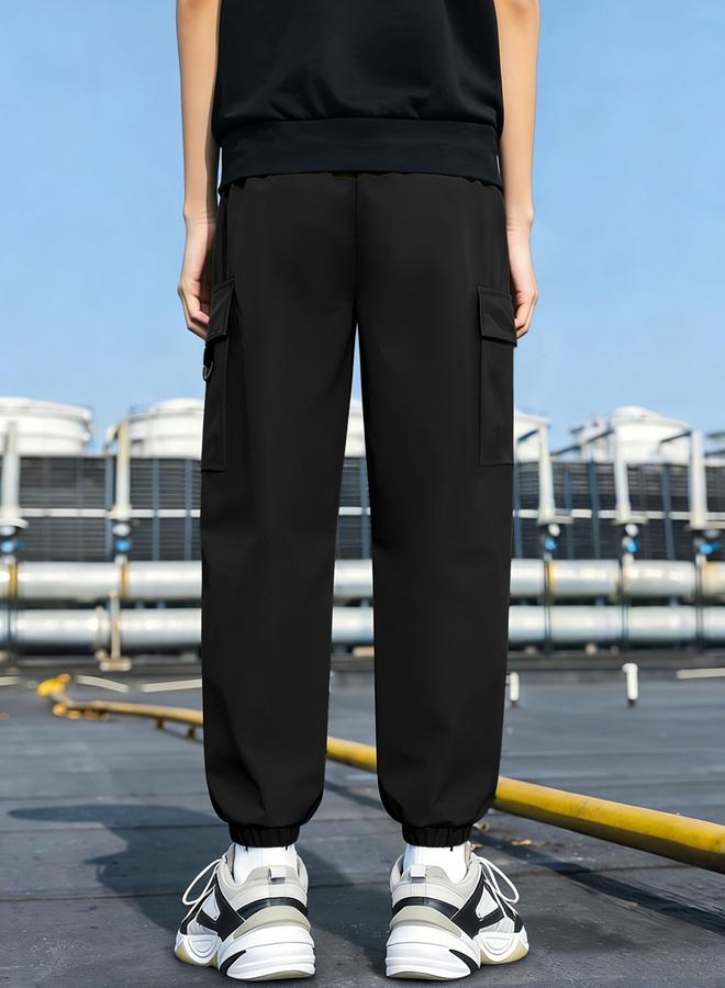 Take Two Boys Black Cargo Pants With Smile Graphic - Image 3