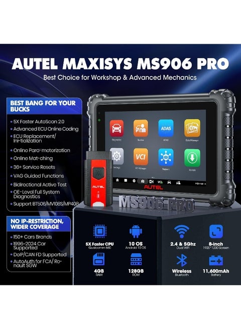 2025 Autel MaxiSYS MS906 Pro ECU Coding Full System Diagnostic Scanner