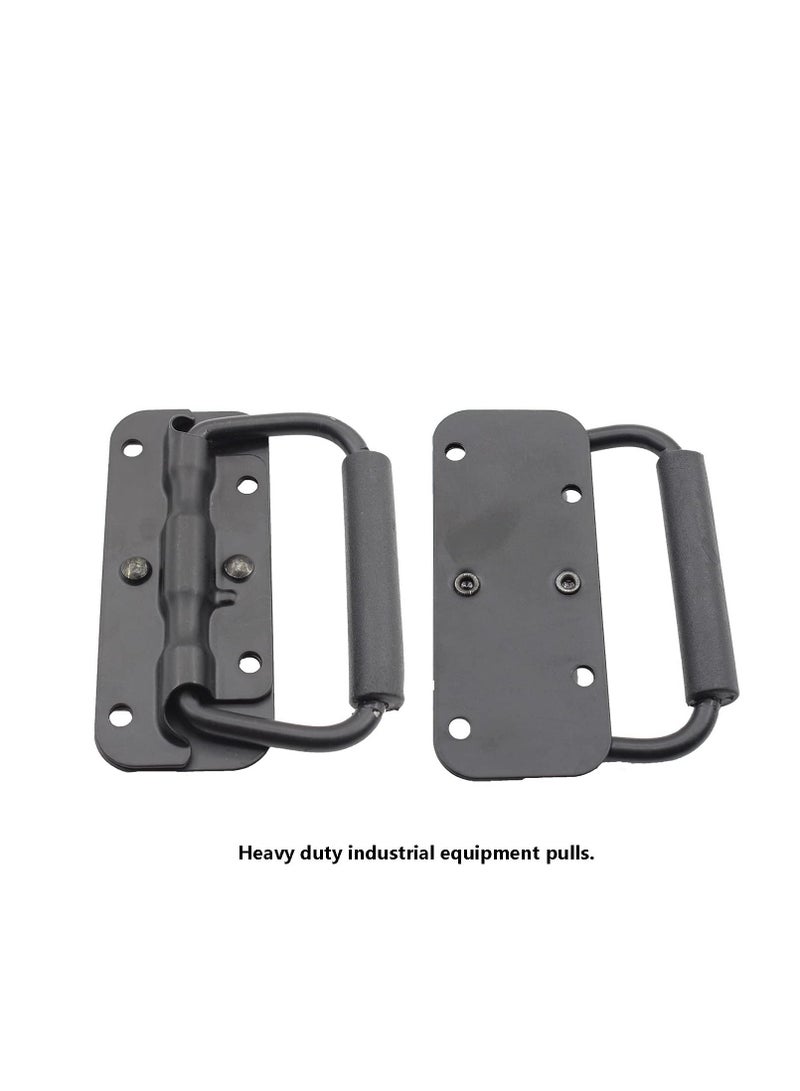 Spring Loaded Pull Handles, Surface Mount Chest Handle with Rubber Grip Handmade Chest Trunk Lifter Handle Pull Heavy Duty Hardware for Chests Trunks Crates Storage Boxes Thickened 2mm (2 Pack)  - Image 4