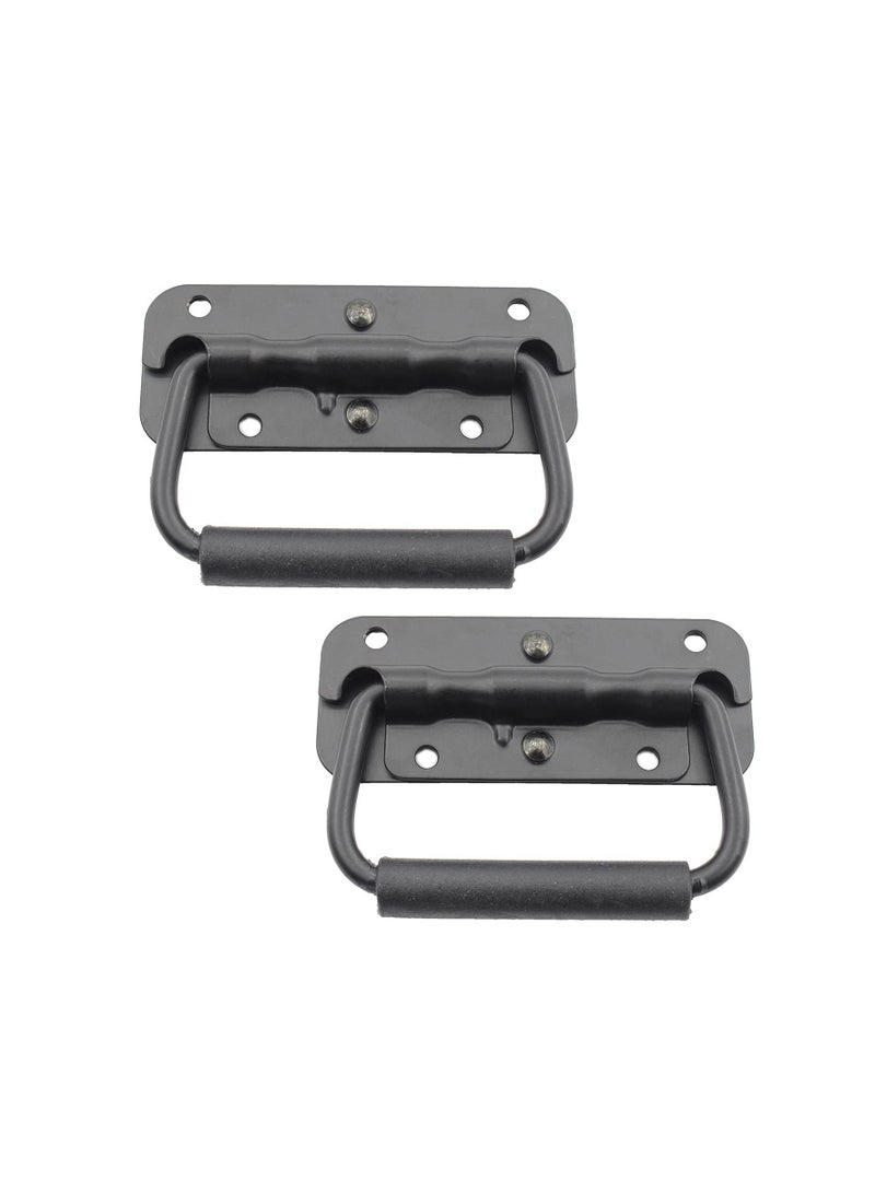 Spring Loaded Pull Handles, Surface Mount Chest Handle with Rubber Grip Handmade Chest Trunk Lifter Handle Pull Heavy Duty Hardware for Chests Trunks Crates Storage Boxes Thickened 2mm (2 Pack)  - Image 1