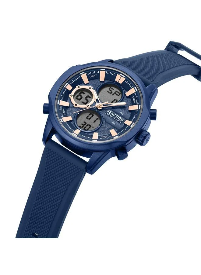 كينيث كول ريأكشن Blue Dial Blue Silicone Strap Analog-digital Watch for Men, 46mm