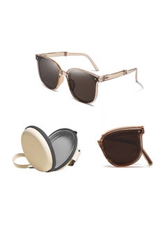 STAUD Foldable Sunglasses With Bag Women and Men, Square Folding Easy Carry Foldable Shades UV400 Protection Lens, Sun Protection Sunglasses Suitable for Summer Outdoor Beach Travel Camping, Brown  - Image 1