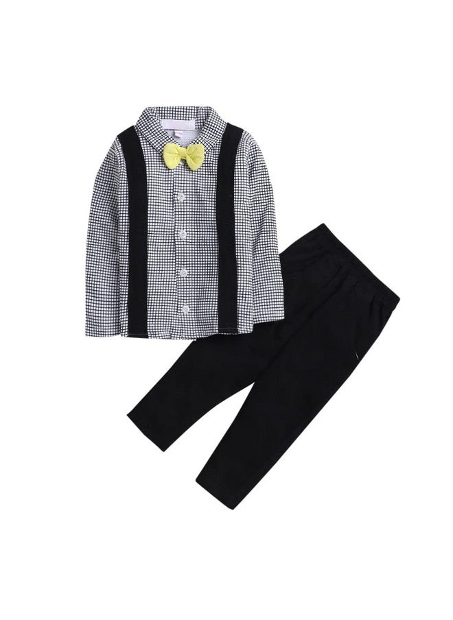Hopscotch - Hopscotch Boys Check Print ShirtPant Set with Bow in Black Color for Ages 12-18 Months - Image 1