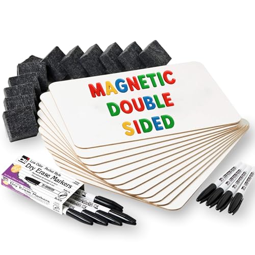 Charles Leonard Magnetic Lapboard Class Combo Pack Includes 12 Each 2Sided PlainPlain 9 x 12 Inch White Boards 2Inch Erasers Black Dry Erase Markers 35040