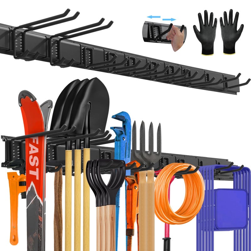 SUKIZZ 64'' All-Metal Garage Tool Organizer Wall Mount â€“ Heavy-Duty Tool Rack Holds 680 lbs, Adjustable Hooks for Garage, Yard, and Garden Equipment - Image 1