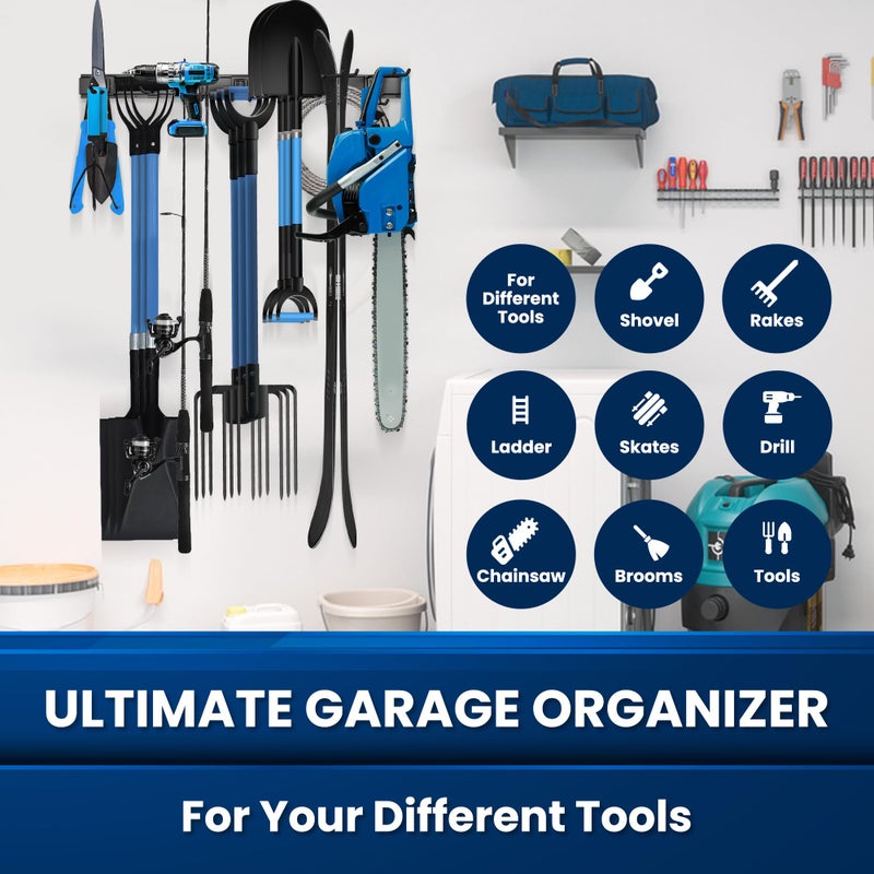 SUKIZZ 64'' All-Metal Garage Tool Organizer Wall Mount â€“ Heavy-Duty Tool Rack Holds 680 lbs, Adjustable Hooks for Garage, Yard, and Garden Equipment - Image 2