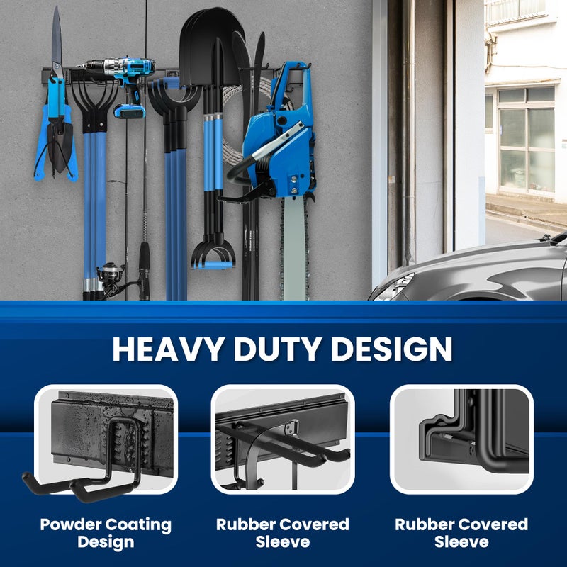 SUKIZZ 64'' All-Metal Garage Tool Organizer Wall Mount â€“ Heavy-Duty Tool Rack Holds 680 lbs, Adjustable Hooks for Garage, Yard, and Garden Equipment - Image 3