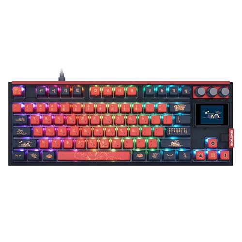 MOLGRIA SKYLOONG GK87 JIUWEI Pudding Keycaps RGB Backlit Gaming Keyboard, Hot Swappable Red Machinery Switches, Triple-Mold Connection with Knobs and LCD Display Mechanical Keyboard - Image 1