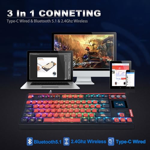 MOLGRIA SKYLOONG GK87 JIUWEI Pudding Keycaps RGB Backlit Gaming Keyboard, Hot Swappable Red Machinery Switches, Triple-Mold Connection with Knobs and LCD Display Mechanical Keyboard - Image 5