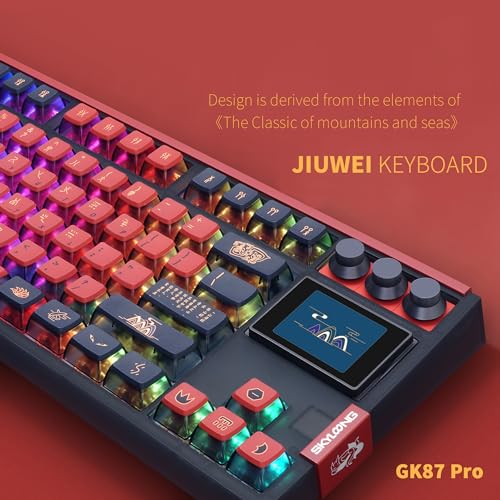 MOLGRIA SKYLOONG GK87 JIUWEI Pudding Keycaps RGB Backlit Gaming Keyboard, Hot Swappable Red Machinery Switches, Triple-Mold Connection with Knobs and LCD Display Mechanical Keyboard - Image 2