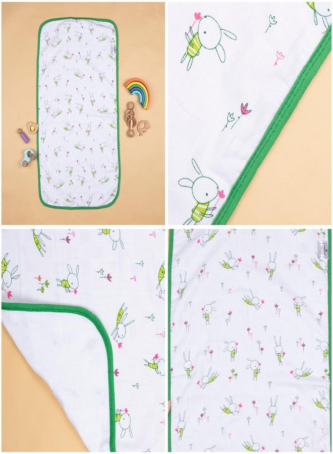 Tinycare Cotton Bath Towel for New Born Baby, Extra Soft Muslin Fabric Printed Towel for Kids/Toddler/Infants 33 x 19cm, Quick Absorbent, Reusable Bathing Towel (Green- Pack of 1) 0-12 Months - Image 4