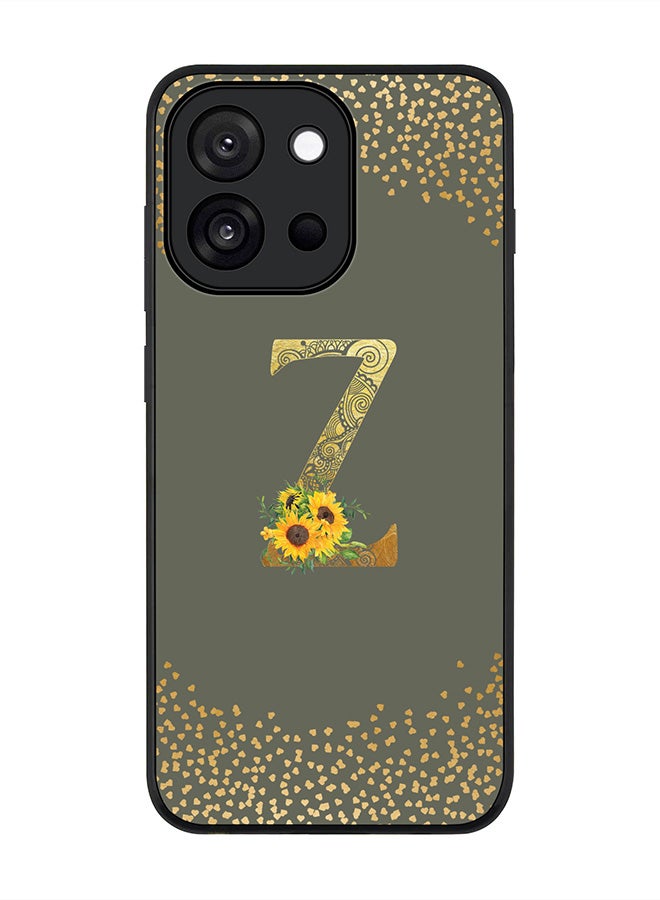 Stylizedd For OnePlus 13s / 13T Case,Slim fit Camera Protection, Shockproof Thin Phone cover  - Custom Floral Monogram - Z  (Olive Green )