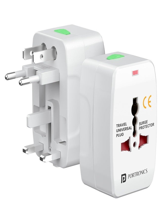 Portronics Juicemate Go Universal Travel Adapter with 6A AC Socket Output,Universal AC Socket, All in One International Travel Fast Charging Adapter,Suitable for 180+ Countries US,UK,EU,AUS,Etc(White) - Image 1