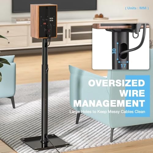 Audiovan Speaker Stands Height Adjustable for Satellite & Small Bookshelf Speakers, Set of 2 Floor Stand Mount Load Bearing Upto 10 kgs Model : SK1002 - Image 3