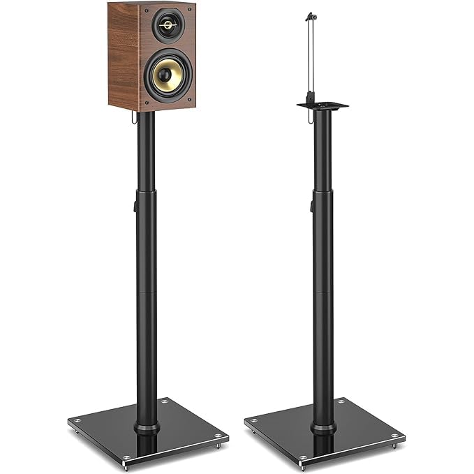 Audiovan Speaker Stands Height Adjustable for Satellite & Small Bookshelf Speakers, Set of 2 Floor Stand Mount Load Bearing Upto 10 kgs Model : SK1002 - Image 1