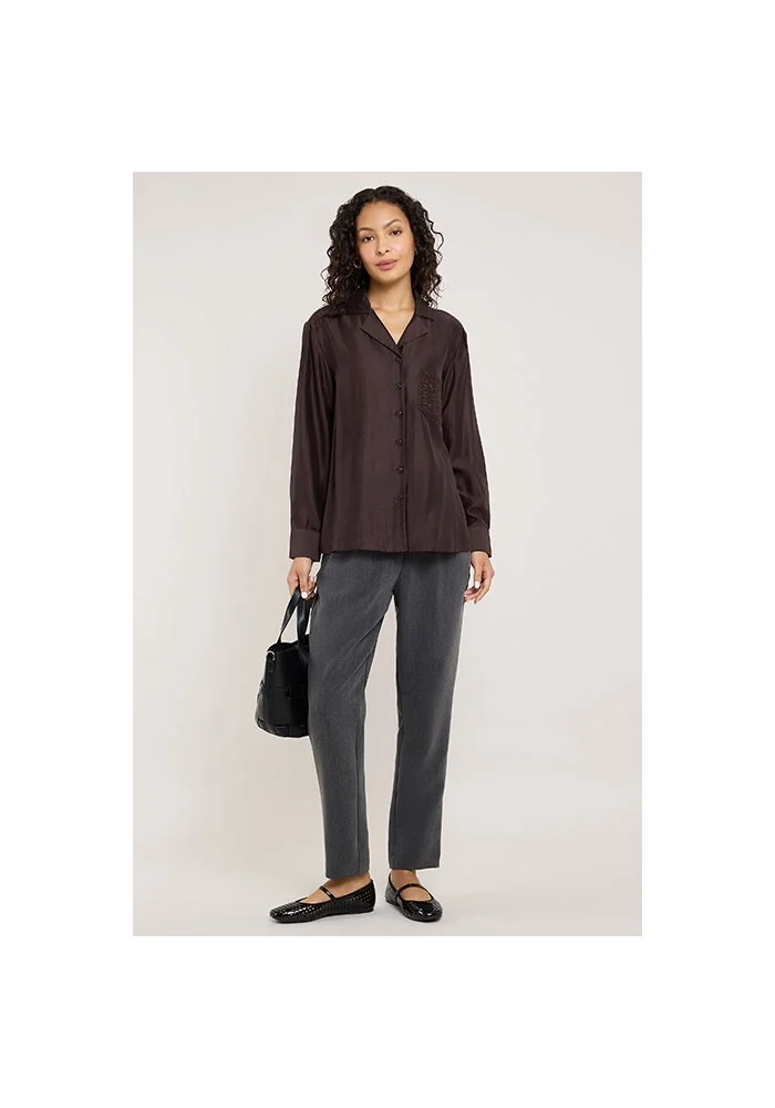 أر أند بي Solid Shirt with Classic Collar and Long Sleeves