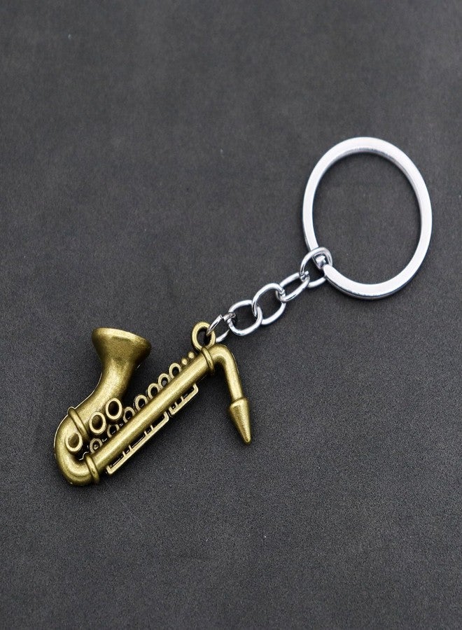 Elechobby Mini Saxophone Keychain 3 Color Metal Key Ring Musical Instrument Gift for Music Lovers (Brass01) - Image 2