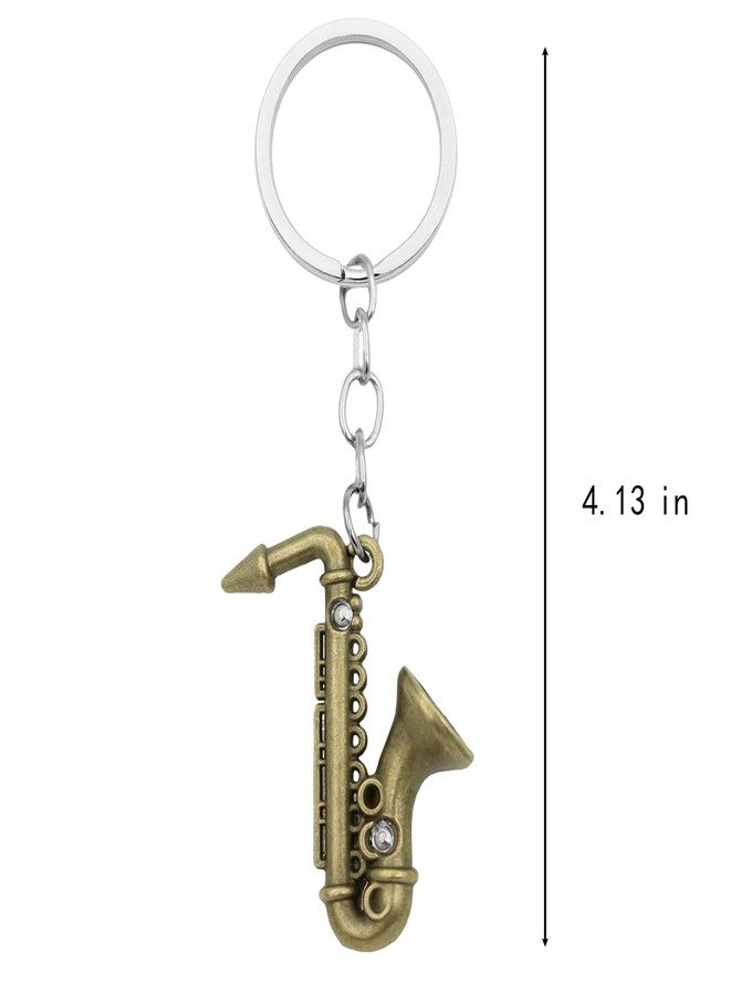 Elechobby Mini Saxophone Keychain 3 Color Metal Key Ring Musical Instrument Gift for Music Lovers (Brass01) - Image 3