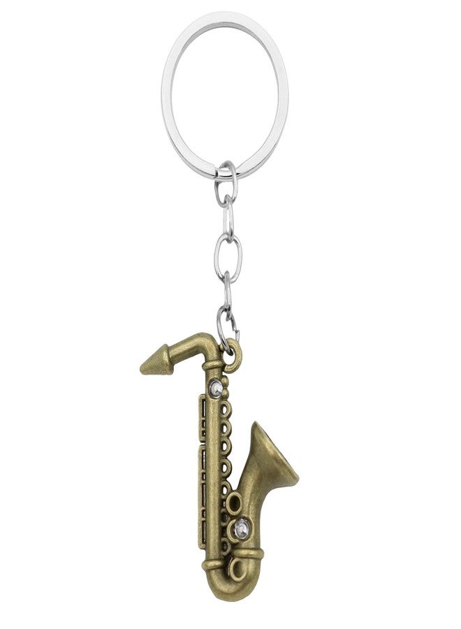 Elechobby Mini Saxophone Keychain 3 Color Metal Key Ring Musical Instrument Gift for Music Lovers (Brass01) - Image 1