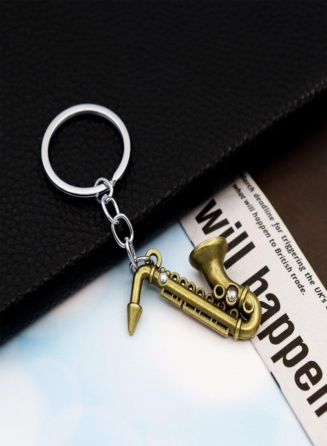 Elechobby Mini Saxophone Keychain 3 Color Metal Key Ring Musical Instrument Gift for Music Lovers (Brass01) - Image 4