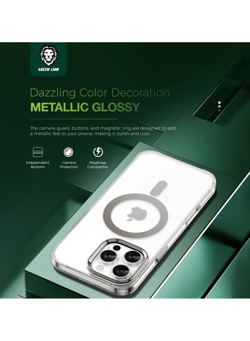 GREEN LION MagSafe Case for iPhone 16 Pro / Anti Fingerprint / Anti Scratch / Anti Yellowing / Daily Protection / Precise Cutouts / HD Clarity / MagSafe Compatible/ Camera Protection / Drop Protection / Maximum Protection / Matte Shield / 360°Comprehensive Protection / Crystal Clear - Silver - Image 2
