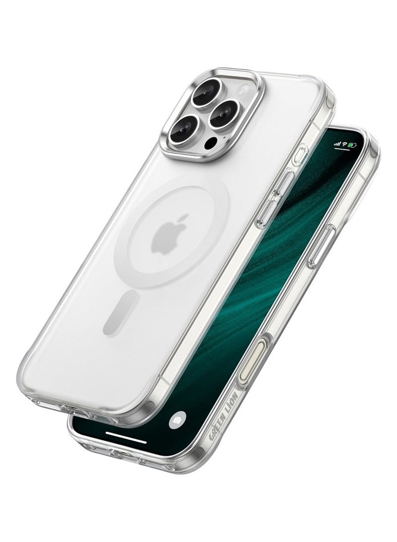 GREEN LION MagSafe Case for iPhone 16 Pro / Anti Fingerprint / Anti Scratch / Anti Yellowing / Daily Protection / Precise Cutouts / HD Clarity / MagSafe Compatible/ Camera Protection / Drop Protection / Maximum Protection / Matte Shield / 360°Comprehensive Protection / Crystal Clear - Silver - Image 3