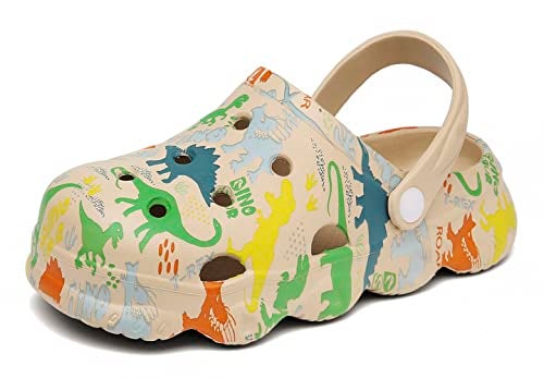 INMINPIN Kids Cute Clogs Cartoon Garden Shoes Boys Girls Slides Slippers Indoor Outdoor Children Water Shower Beach Pool Sandals,Beige A,1-1.5 Big Kids,Kids - Image 1
