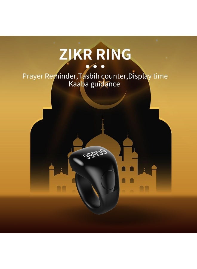 IFAYRID Smart Ring Tasbeeh Counter for Muslims, Digital Prayer Counter Ring with OLED Display, Bluetooth Prayer Reminder, Adjustable Finger Counter, Magnetic Type-C Rechargeable Tasbih Ring(black) - Image 4