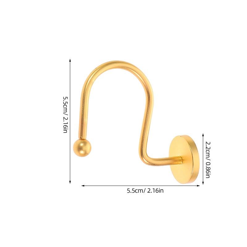 Gold Shower Curtain Hooks 12pcs Round Brushed Metal Bathroom Curtain Rings For Rods - Image 3