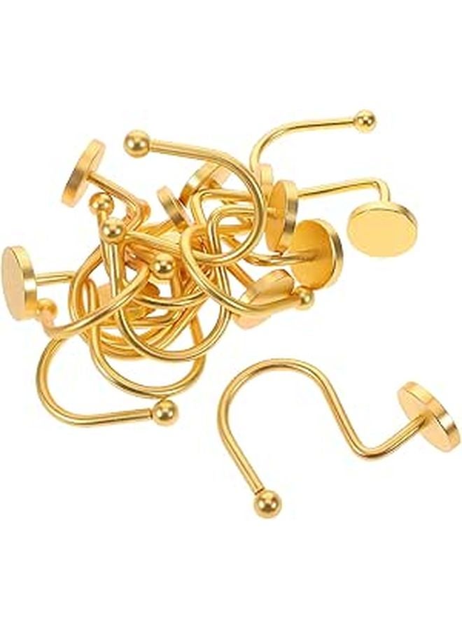 Gold Shower Curtain Hooks 12pcs Round Brushed Metal Bathroom Curtain Rings For Rods - Image 1