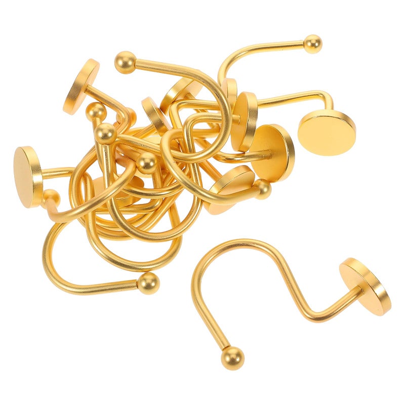 Gold Shower Curtain Hooks 12pcs Round Brushed Metal Bathroom Curtain Rings For Rods - Image 2