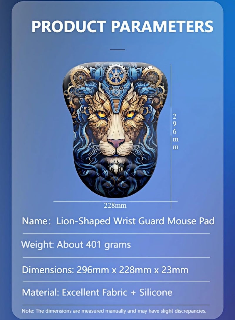 General Lion Shape Wrist Mouse Pad for Ergonomic Support for Enhanced Gaming and Office Comfort - Compact table mat with non-slip base, Office School Home - 29.6*22.8cm  - Image 5