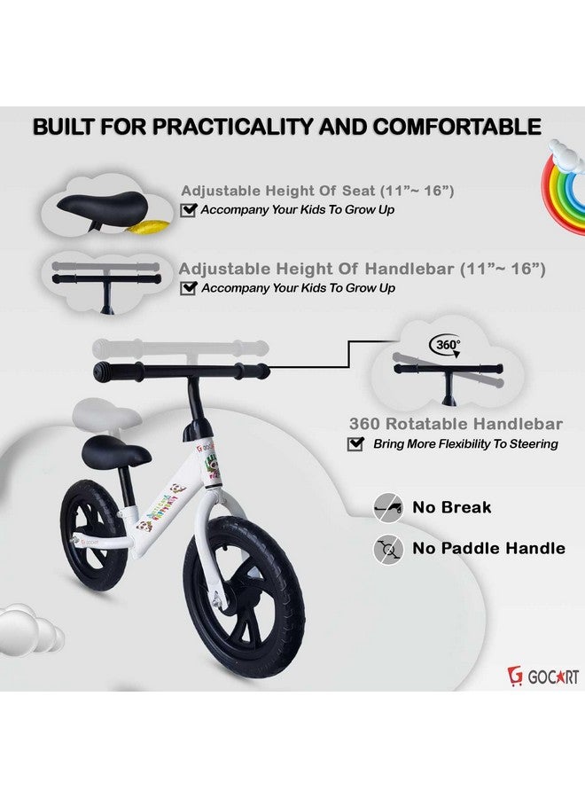 GOCART WITH G LOGO GOCART WITH G LOGO Kids Training Bicycle Without Pedal for 1.5 to 3 Year Old Kids (White (Black MAG Wheel)) - Image 5