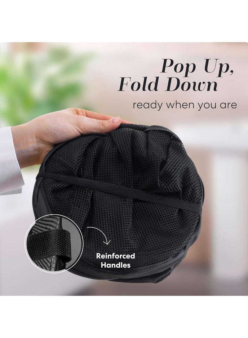 Mmmon Handy Laundry Collapsible Mesh Pop Up Hamperwith Wide Opening and Side Pocket - Breathable,Sturdy, Foldable, and Space-Saving Design forClothes and Storage. (Black) - Image 2