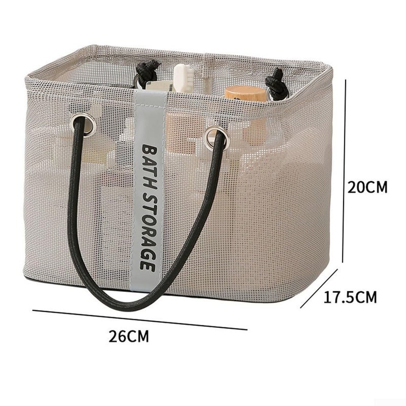 Small Gray Foldable Mesh Toiletry Bag Quick Drainage Portable Large Capacity Organizer for Travel Camping Gym - Image 3