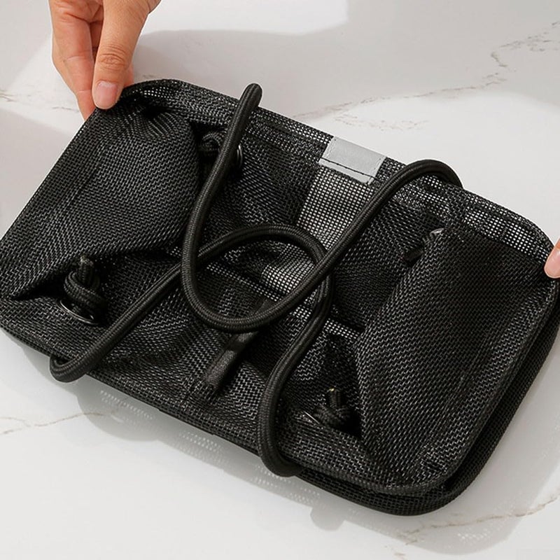 Small Gray Foldable Mesh Toiletry Bag Quick Drainage Portable Large Capacity Organizer for Travel Camping Gym - Image 4