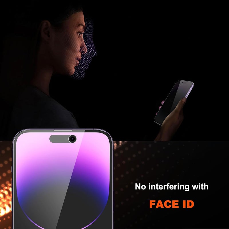 YMHML 2 Pack for iPhone 14 Pro Max Privacy Screen Protector, Upgrade Anti Spy Tempered Glass Privacy Screen for iPhone 14 Pro Max (6.7 Inch), Scratch Resistant Case Friendly - Image 4