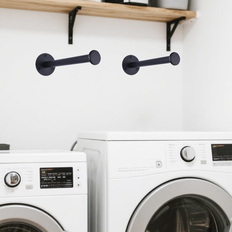 JAZBREY 2 Pack Retractable Hanger Holder for Laundry Room, Wall Mount Organizer Rack for Lightweight Clothes, Space Saving Laundry Hook Rod, Keep Empty Hangers Handy, Black - Image 5