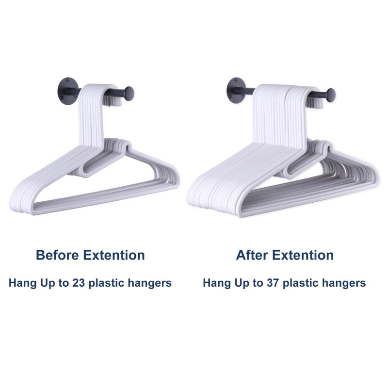 JAZBREY 2 Pack Retractable Hanger Holder for Laundry Room, Wall Mount Organizer Rack for Lightweight Clothes, Space Saving Laundry Hook Rod, Keep Empty Hangers Handy, Black - Image 2