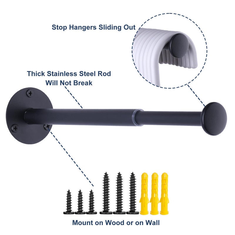 JAZBREY 2 Pack Retractable Hanger Holder for Laundry Room, Wall Mount Organizer Rack for Lightweight Clothes, Space Saving Laundry Hook Rod, Keep Empty Hangers Handy, Black - Image 4