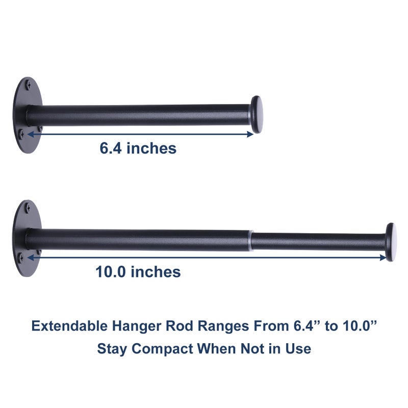 JAZBREY 2 Pack Retractable Hanger Holder for Laundry Room, Wall Mount Organizer Rack for Lightweight Clothes, Space Saving Laundry Hook Rod, Keep Empty Hangers Handy, Black - Image 3