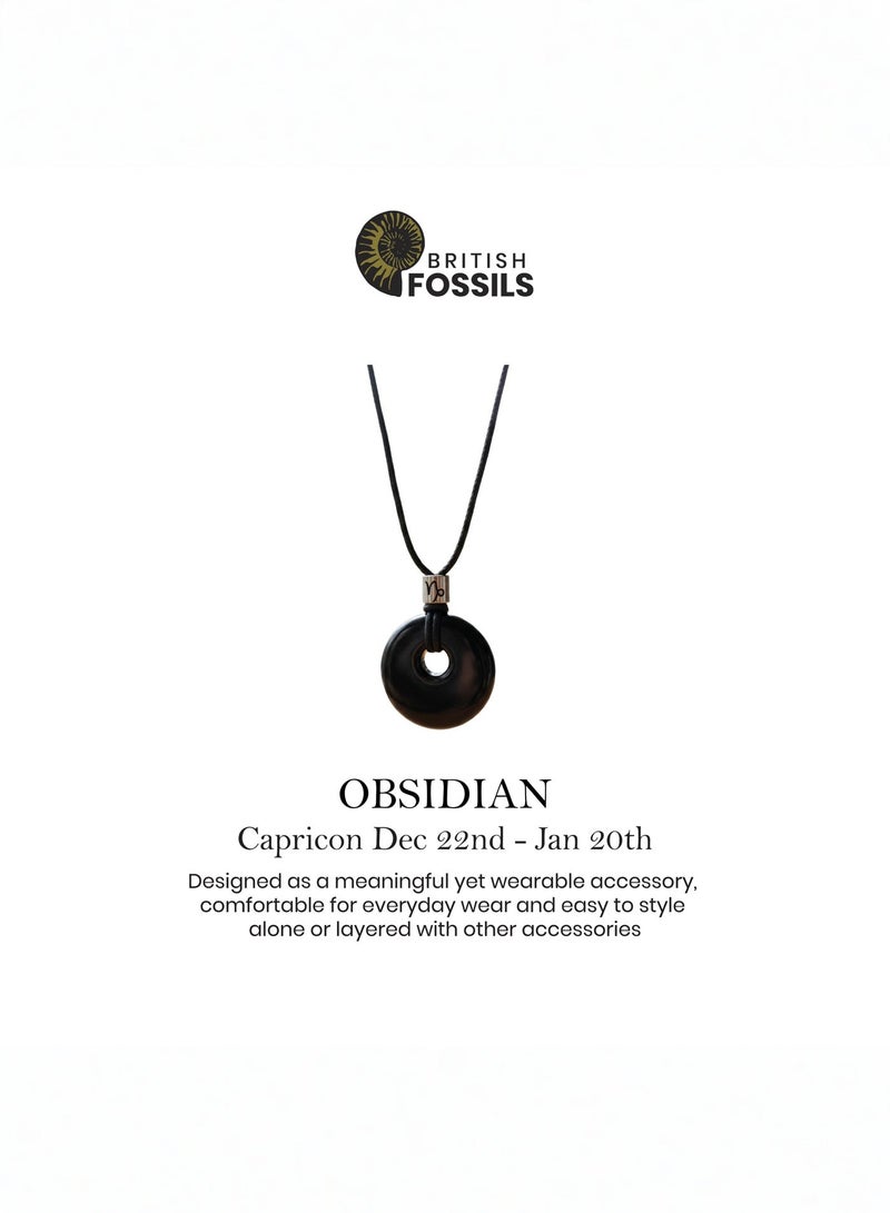 British Fossils Zodiac Pendant Capricorn-Obsidian - Image 4