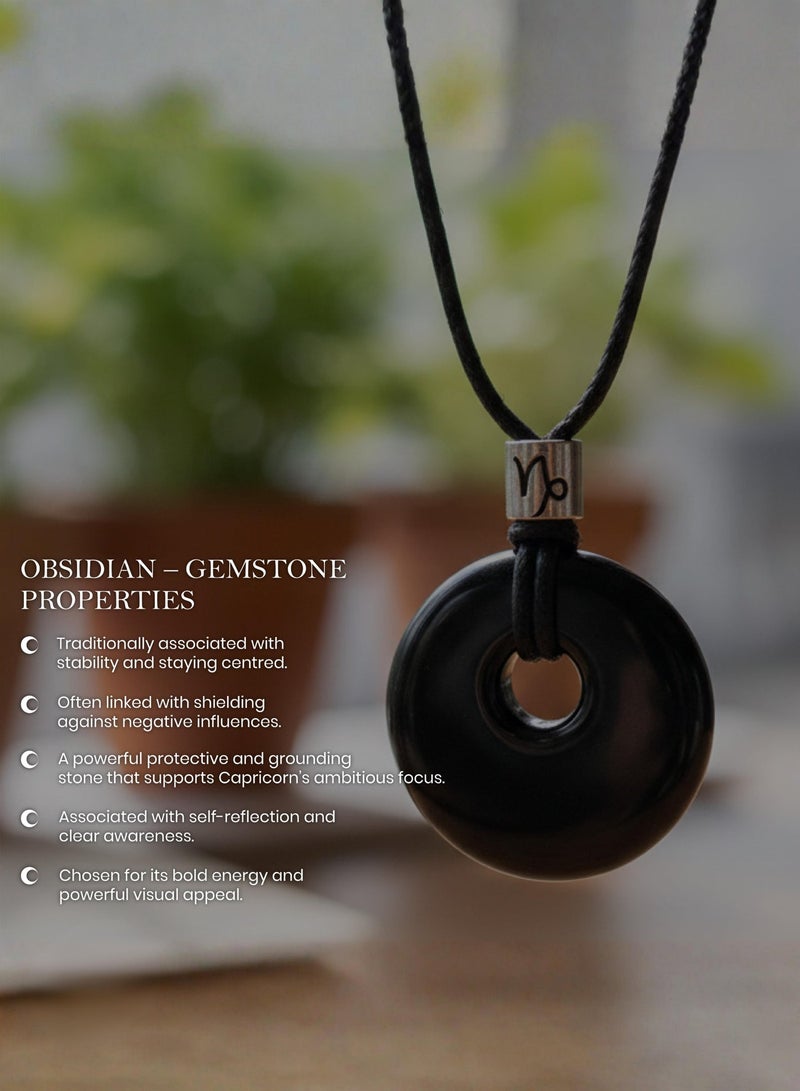 British Fossils Zodiac Pendant Capricorn-Obsidian - Image 5