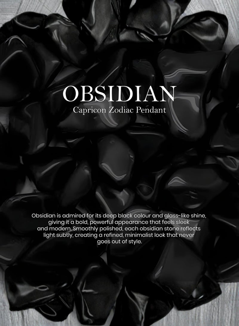 British Fossils Zodiac Pendant Capricorn-Obsidian - Image 2
