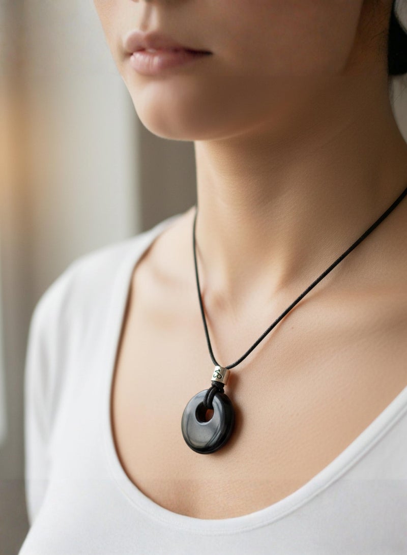 British Fossils Zodiac Pendant Capricorn-Obsidian - Image 1