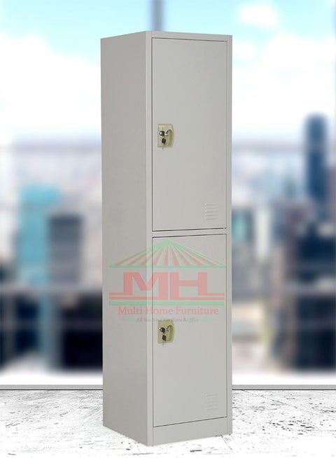 Multi Home Furniture White 2-Door Metal Locker Cabinet – Durable Steel Storage Cabinet with Lockable Doors & 2 Shelfs, Cupboard Wardrobe Cabinet, Office Organizer Safe Box Locker for Home Storage, Gym