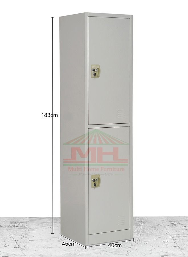 Multi Home Furniture White 2-Door Metal Locker Cabinet – Durable Steel Storage Cabinet with Lockable Doors & 2 Shelfs, Cupboard Wardrobe Cabinet, Office Organizer Safe Box Locker for Home Storage, Gym - Image 3