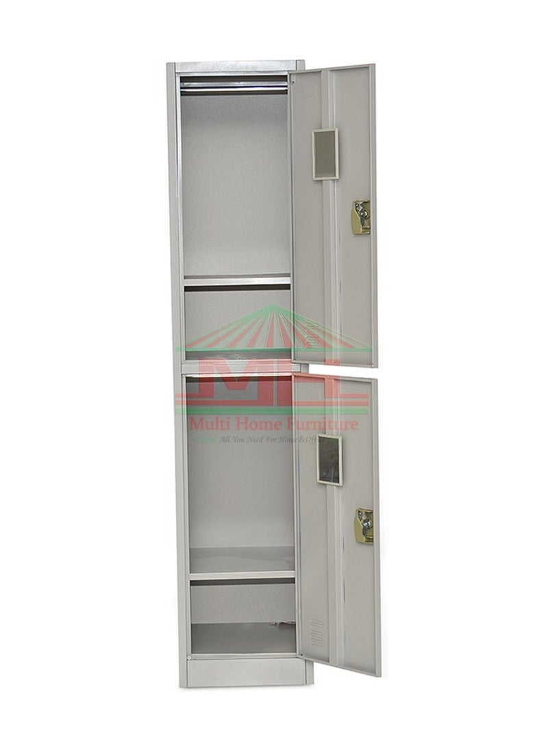 Multi Home Furniture White 2-Door Metal Locker Cabinet – Durable Steel Storage Cabinet with Lockable Doors & 2 Shelfs, Cupboard Wardrobe Cabinet, Office Organizer Safe Box Locker for Home Storage, Gym - Image 2