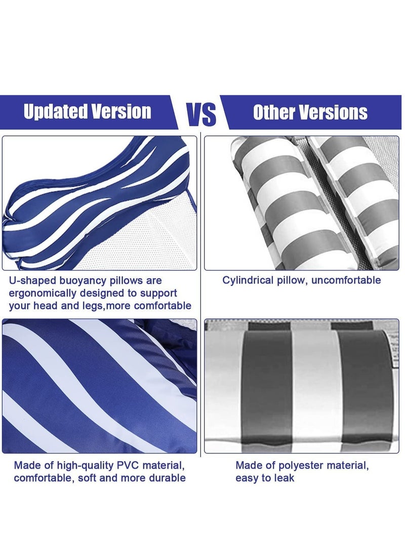 SYOSI 1 Pack Inflatable Hammock Float Swimming Pool Floaties Multi-Purpose 4 in 1 Pool Floating Lounger Portable Pool Raft Lounger Toys for Adults Saddle Lounge Chair Hammock Drifter Blue - Image 2