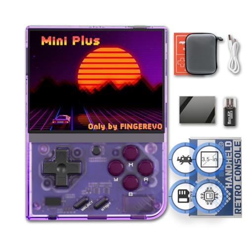FINGEREVO Miyoo Mini Plus Handheld Game Console 35inch 640480 IPS Screen 3000mAh Miyoomini with Portable Case TPurple - Image 1